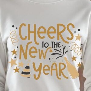 Cheers to the New Year T-shirt S M L XL Unisex White New Happy Long Sleeve
